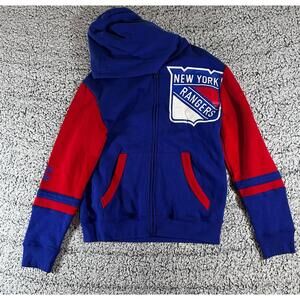 Youth Blue New York Rangers Face Off Full-Zip Hoodie NHL XL 18/20 NWT